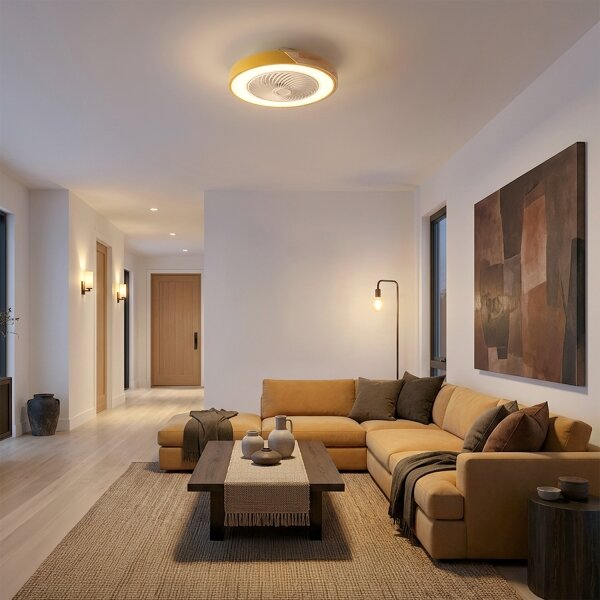 Brilagi - Plafoniera LED dimmerabile con ventilatore LED/38W/230V 50 cm oro/rovere + telecomando