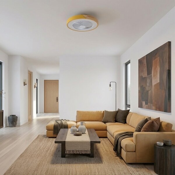 Brilagi - Plafoniera LED dimmerabile con ventilatore LED/38W/230V 50 cm oro/rovere + telecomando
