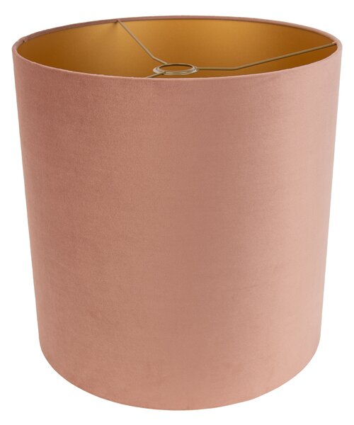 Paralume in velluto rosa 40/40/40 con interno dorato