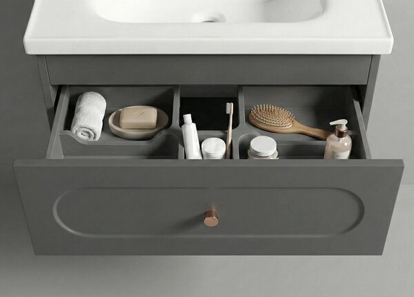 Set di mobili da bagno con lavabo River 60cm Grey