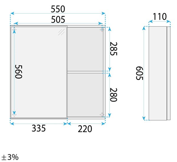 Set di mobili da bagno con lavabo River 60cm Grey