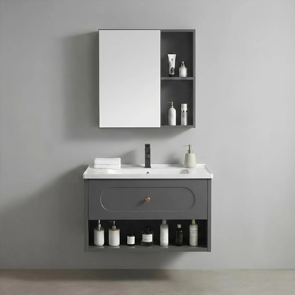 Set di mobili da bagno con lavabo River 60cm Grey