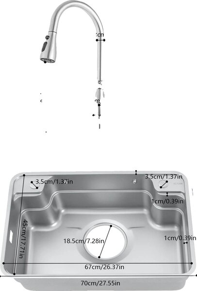 Grande lavabo singolo, design multifunzionale, installazione flessibile, grigio chiaro