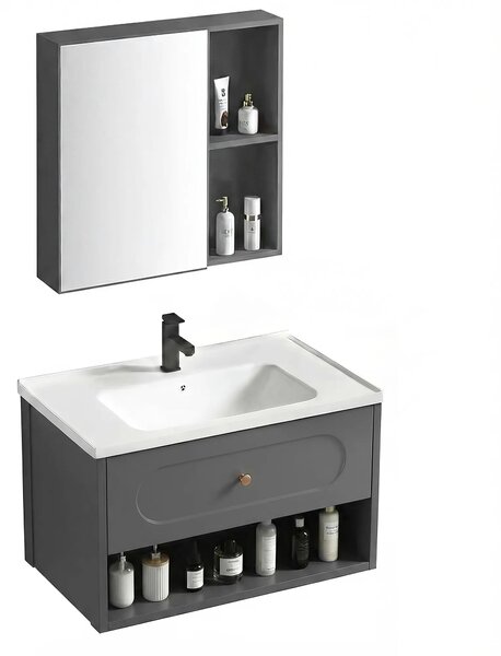 Set di mobili da bagno con lavabo River 60cm Grey
