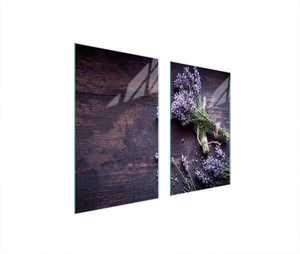 Piastre copri fornelli 2 pezzi 75x52 Copri piano cottura in Vetroceramica tagliere in vetro legno lavanda