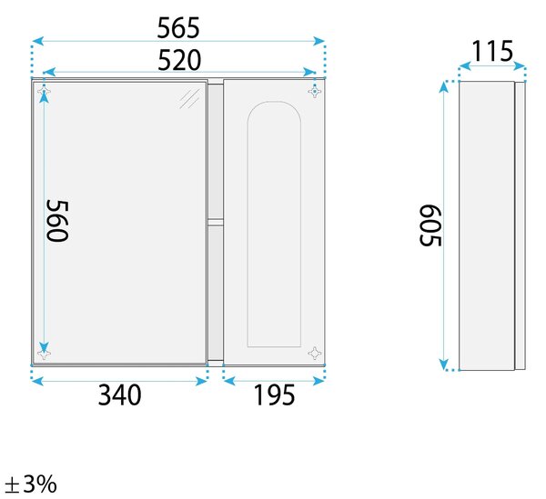 Set di mobili da bagno con lavabo Denver 60cm Grey