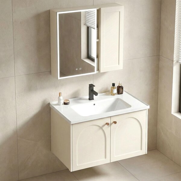 Set di mobili da bagno con lavabo Denver 60cm Creme