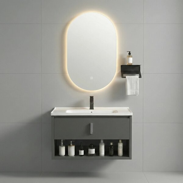 Set di mobili da bagno con lavabo River 60cm Grey