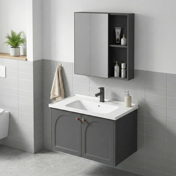 Set di mobili da bagno con lavabo Denver 60cm Grey