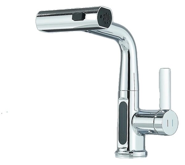 Miscelatore per lavabo, nucleo valvola in Vetroceramica, comando a una mano, LCD cromo/li/ul/div