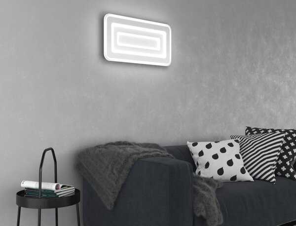 ZOOM APPLIQUE PLAFONIERA RETTANGOLARE 2 MISURE LED INTEGRATO LUCE CCT 3000K-3500K-4000K IN 2 COLORI MODERNA