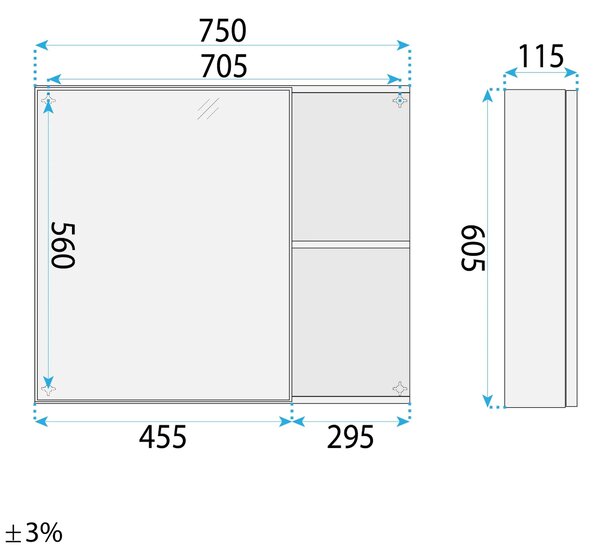 Set di mobili da bagno con lavabo Denver 80cm Grey