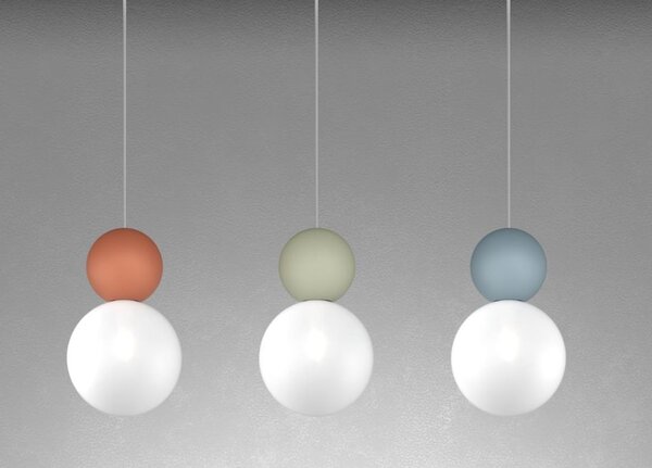 COTTAGE SOSPENSIONE SINGOLA CON DIFFUSORE A SFERA IN VETRO E METALLO 3 COLORI CON LAMPADINA ATTACCO G9
