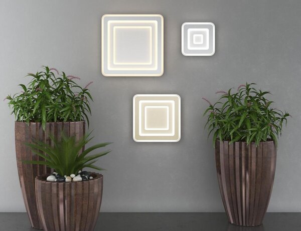 ZOOM APPLIQUE PLAFONIERA QUADRATA 3 MISURE LED INTEGRATO LUCE CCT 3000K-3500K-4000K IN 2 COLORI MODERNA