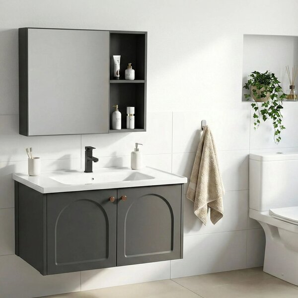 Set di mobili da bagno con lavabo Denver 80cm Grey