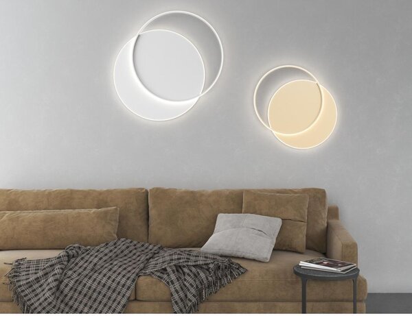 MERCURY APPLIQUE PLAFONIERA IN 2 MISURE LED INTEGRATO LUCE CCT 3000K-4000K METALLO BIANCO O ORO MODERNA