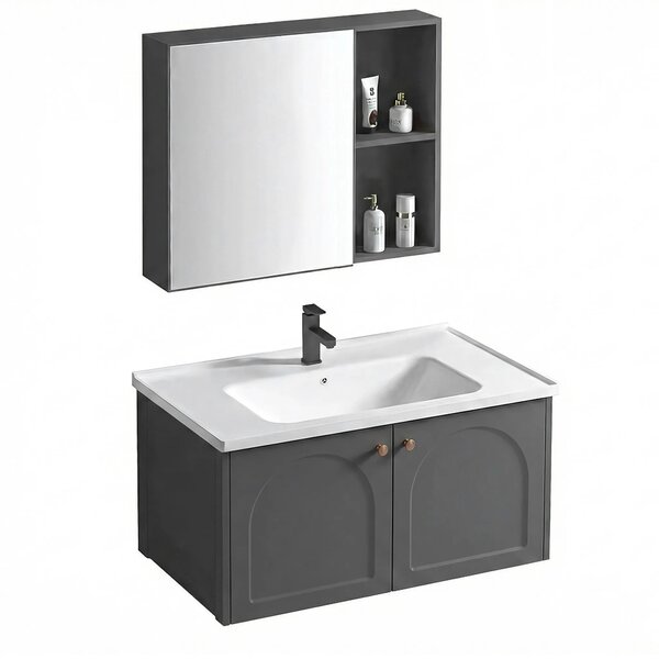 Set di mobili da bagno con lavabo Denver 80cm Grey