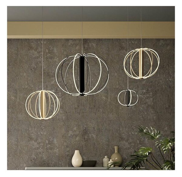 MOSS SOSPENSIONE ROTONDA 3 MISURE NERA O ORO LED INTEGRATO LUCE 3000K DIMMERABILE MODERNA