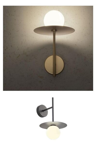 PLATO LAMPADA DA PARETE METALLO ORO O NERO ALTEZZA 32 CM DESIGN MODERNO LAMPADINA ATTACCO G9