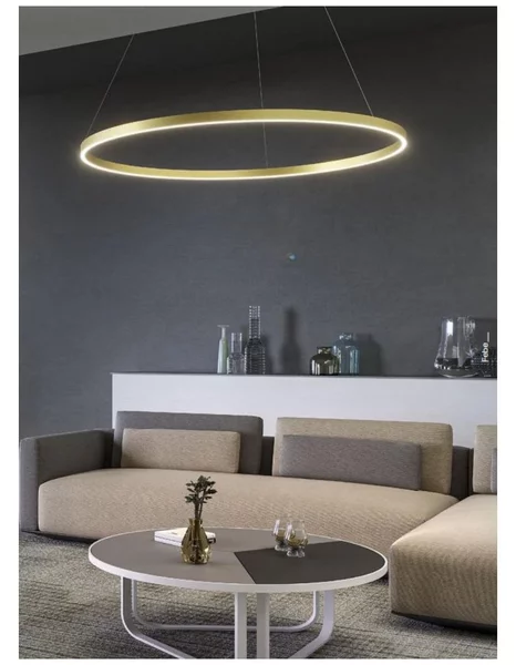 FEBE SOSPENSIONE SINGOLA D100 CM LED 62W LUCE 3000K-4000K DIMMERABILE ALLUMINIO 3 COLORI MODERNA