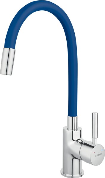 Miscelatore per lavello con braccio flessibile Ferro cromo blu 70710,0MD