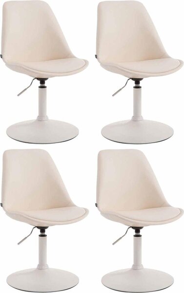 Set di 4 sedie da pranzo in Pelle finta - sedie - design moderno, seduta confortevole. Colore: crema | colore base: bianco