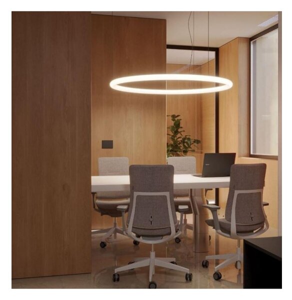 HALLEY SOSPENSIONE CIRCOLARE A LED 5 MISURE LUCE CCT 2700-3000-4000K DIMMERABILE METALLO BIANCO E ACRILICO