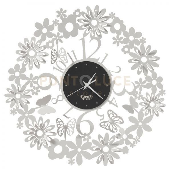 Orologio da parete di design margherite bianco marmo e nero