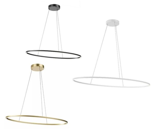 LEO SOSPENSIONE OVALE 2 MISURE LED INTEGRATO CCT 3000K-4000K DIMMERABILE ALLUMINIO 3 COLORI MODERNA