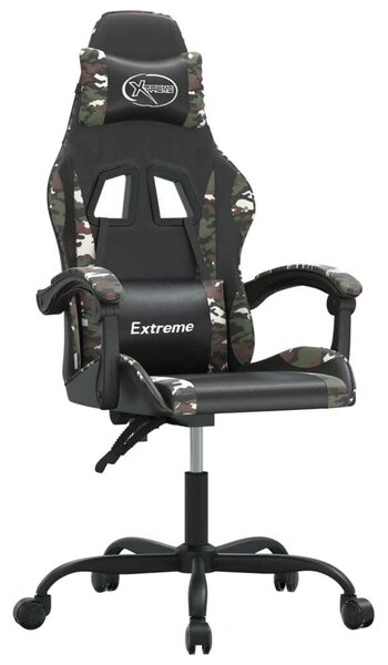 Sedia da Gaming Girevole Nero e Mimetico in Pelle finta