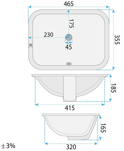 Lavabo sottopiano Rea Anabel 46