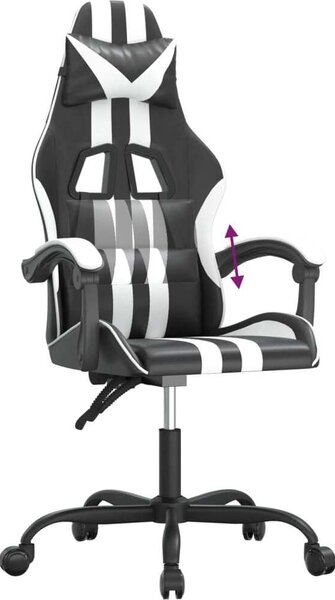 Sedia da Gaming Nero e Bianco in Pelle finta