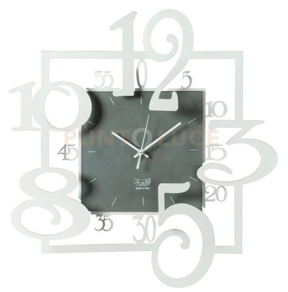 Orologio da parete quadrato amos bianco marmo in ferro 50x5x50cmh