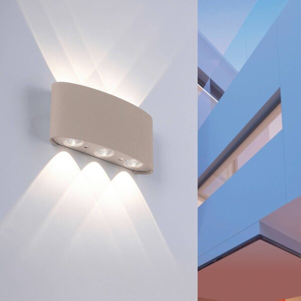 Paul Neuhaus Applique da esterni a LED Carlo, Crema / Ambra, Alluminio, Moderno, Applique LED da esterni