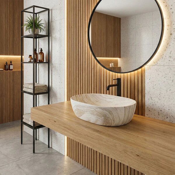 Lavabo da appoggio Rea Amelia Saturn 48