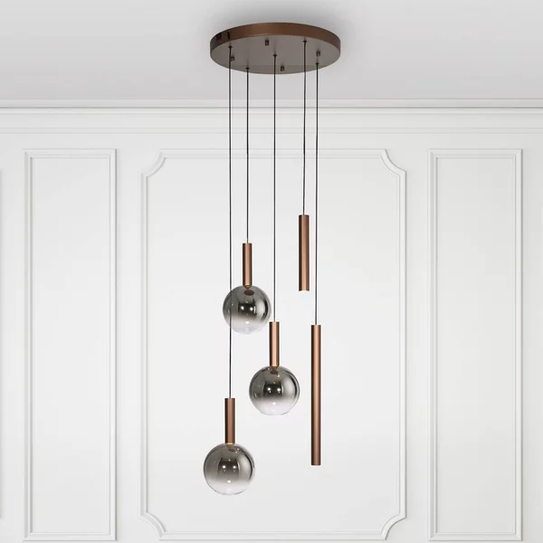 Paul Neuhaus lampada LED a sospensione Bowl, Ø 54 cm, marrone/grigio dimmerabile, Marrone / Ruggine, Soggiorno / Sala da pranzo, Vetro, Moderno