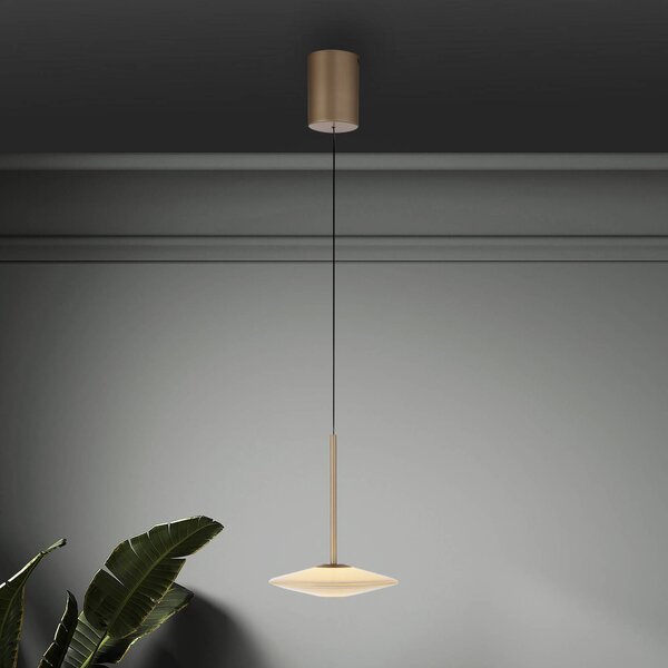 Paul Neuhaus lampada LED a sospensione Elipsa, 1 luce, dimmerabile, Bronzo / Ottone antico, Soggiorno / Sala da pranzo, Vetro