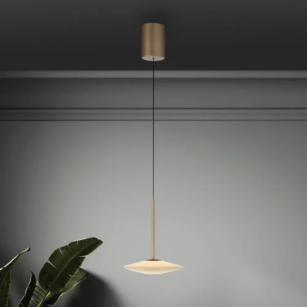Paul Neuhaus lampada LED a sospensione Elipsa, 1 luce, dimmerabile, Bronzo / Ottone antico, Soggiorno / Sala da pranzo, Vetro