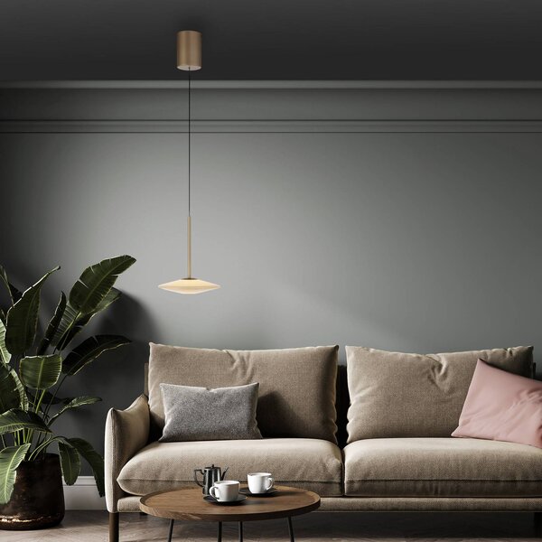 Paul Neuhaus lampada LED a sospensione Elipsa, 1 luce, dimmerabile, Bronzo / Ottone antico, Soggiorno / Sala da pranzo, Vetro