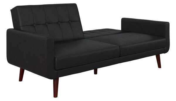 Divano nero allungabile con rivestimento in finta pelle 200 cm Nola – Støraa