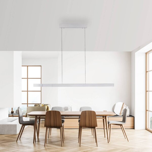 Paul Neuhaus Lampada LED a sospensione Adriana Square, alluminio, up/down dimmerabile, Alluminio / Grigio / Zincato, Soggiorno / Sala da pranzo, Alluminio, Moderno