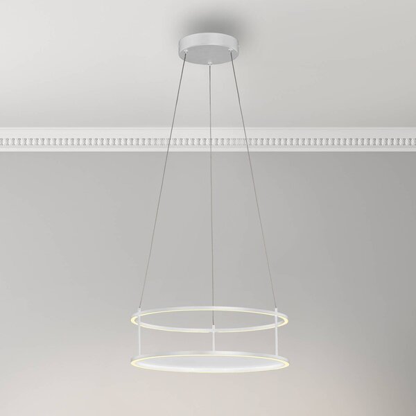 Paul Neuhaus Lampada LED a sospensione Conni di Neuhaus, bianca, Ø 50 cm Conni, dimmerabile, Bianco / Opale, Soggiorno / Sala da pranzo, Metallo, Moderno