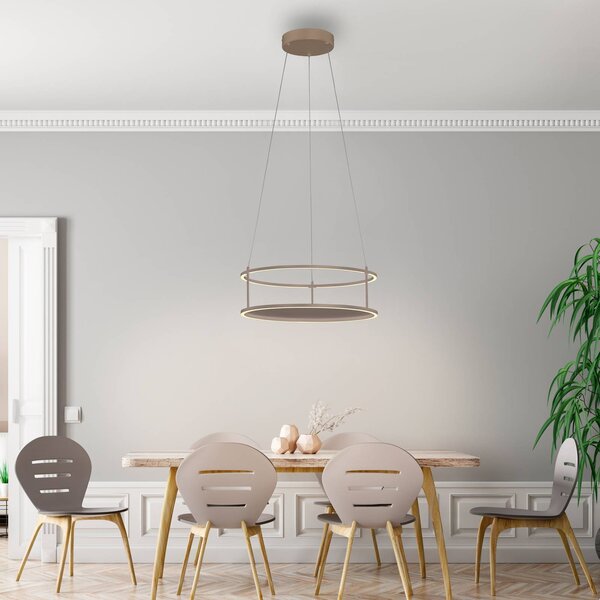 Paul Neuhaus Lampada LED a sospensione Conni di Neuhaus, color sabbia, Ø 50 cm Conni, dimmerabile, Crema / Ambra, Soggiorno / Sala da pranzo, Metallo, Moderno
