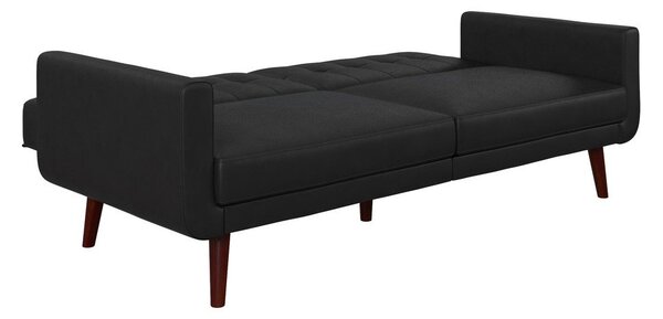 Divano nero allungabile con rivestimento in finta pelle 200 cm Nola – Støraa