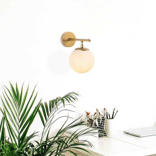 Lampada da parete bianca/color ottone Roe – Opviq lights