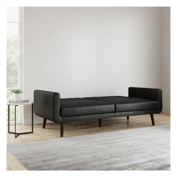 Divano nero allungabile con rivestimento in finta pelle 200 cm Nola – Støraa