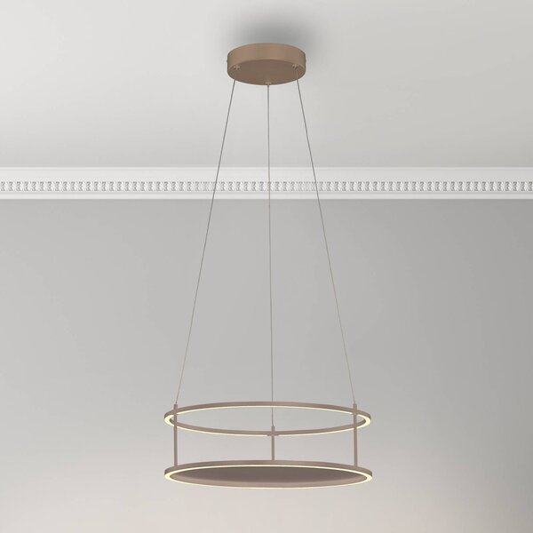 Paul Neuhaus Lampada LED a sospensione Conni di Neuhaus, color sabbia, Ø 50 cm Conni, dimmerabile, Crema / Ambra, Soggiorno / Sala da pranzo, Metallo, Moderno