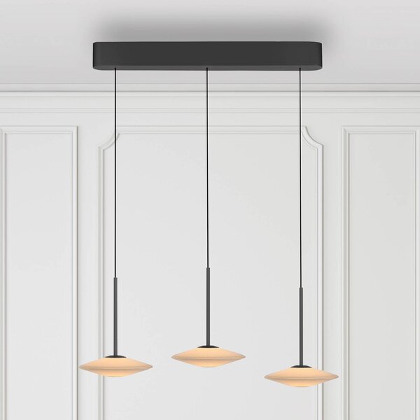 Paul Neuhaus Lampada a sospensione LED Elipsa, 3 luci, bianco/nero dimmerabile, Nero, Soggiorno / Sala da pranzo, Vetro