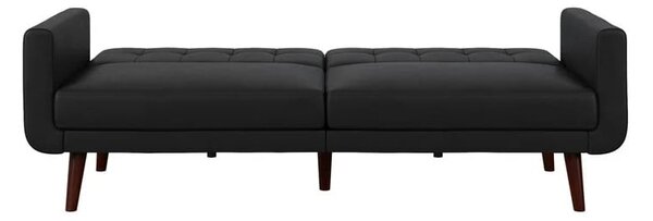 Divano nero allungabile con rivestimento in finta pelle 200 cm Nola – Støraa