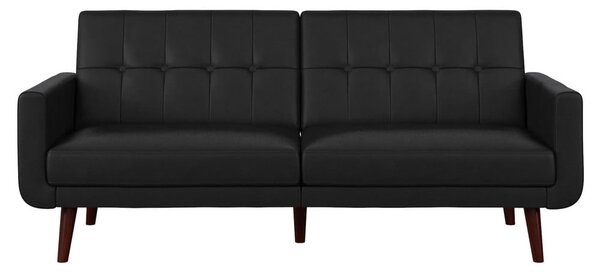 Divano nero allungabile con rivestimento in finta pelle 200 cm Nola – Støraa